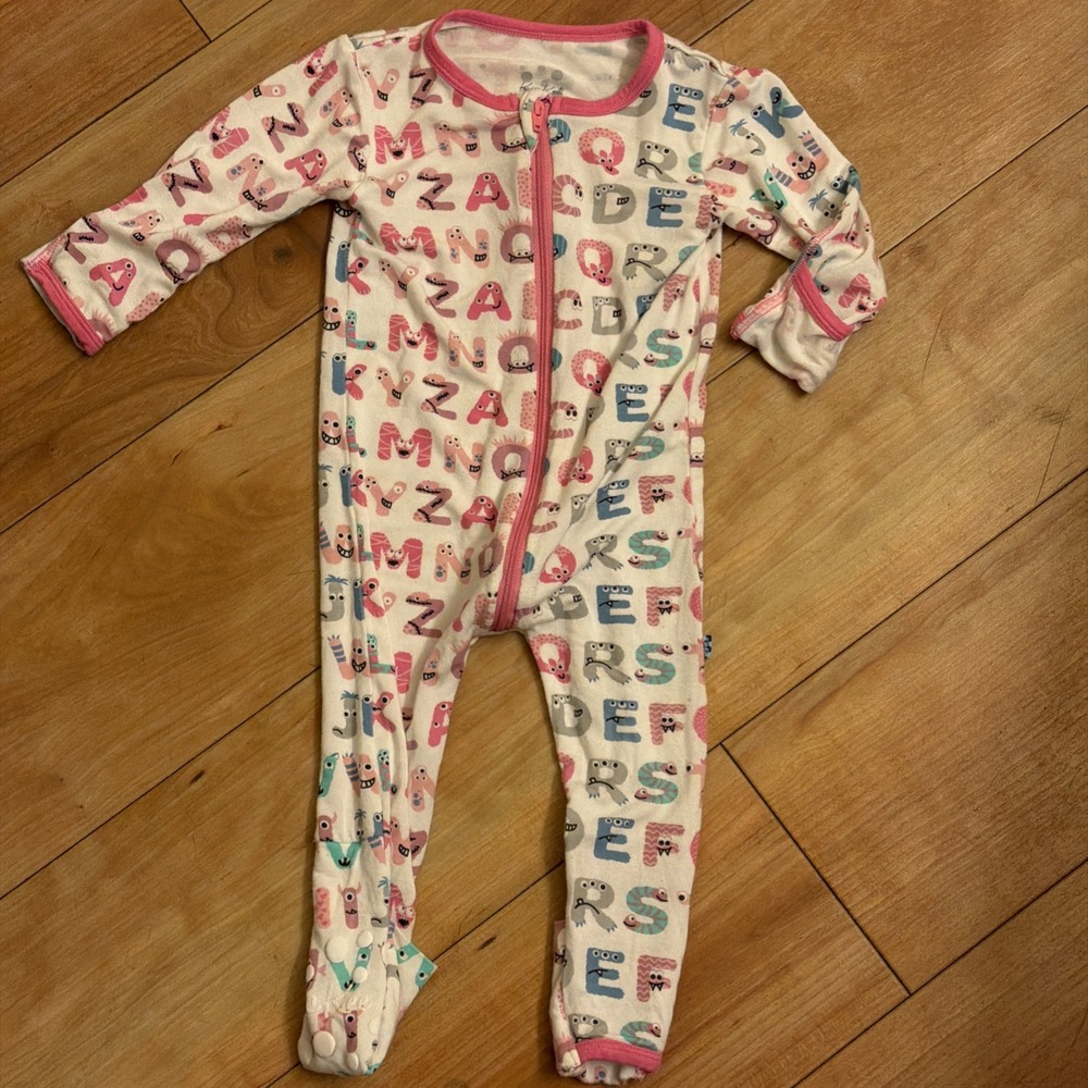 Kickee Pants Baby Girls 3-6 ABC Alphabet Footed Sleeper Pajamas VGC